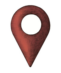 Poster - Hand-drawn red location pin illustration