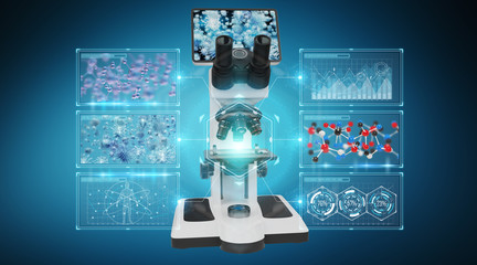 Aufkleber - Modern digital microscope with screen analysis 3D rendering