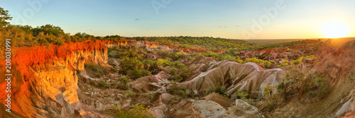 Fotomural High resolution wide panorama of Marafa (Hell's Kitchen) canyon in sunset light
