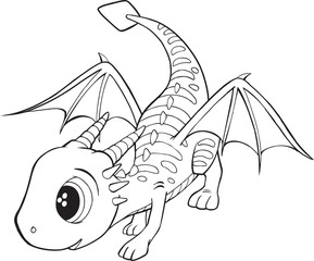 Aufkleber - Cute Dragon Vector Illustration Art