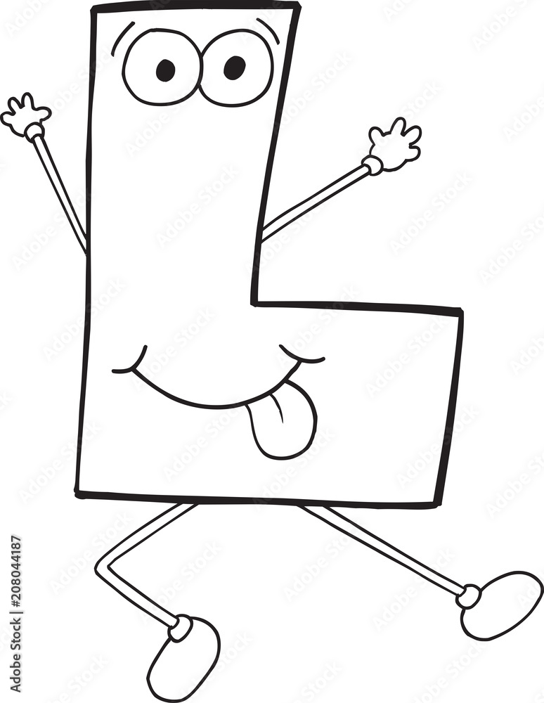 Door Stickers Cute Happy Letter L Vector Illustration Art Nikkel Art