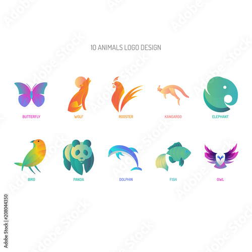 Animals Logo Design With Golden Ratio Technique And Gradient Color Stock Vector Adobe Stock
