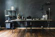 © Aleksandar Novoselski/Stocksy - Dark home office with black walls