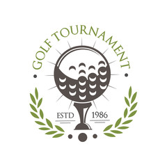 Sticker - Golf tournament logo est 1986, retro sport label for golf championship, club, business card vector Illustration on a white background