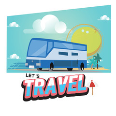 Travel bus with text