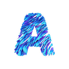 Aufkleber - Alphabet letter A uppercase. Grungy font made of brushstrokes. 3D render isolated on white background.