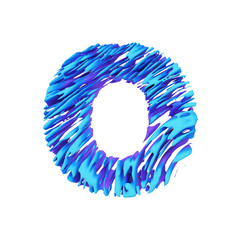 Fototapete - Alphabet letter O uppercase. Grungy font made of brushstrokes. 3D render isolated on white background.