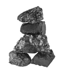 Wall Mural - pile of coal isolated on white background