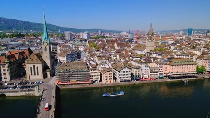Wall Mural - Aerial panorama of the historic center of Zurich in Switzerland