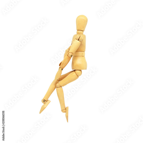 Photographie Wooden Manikin Action Model Human on a white background and Clipping path