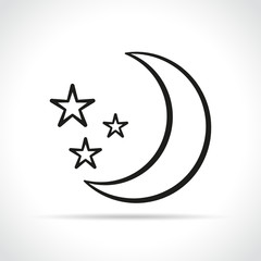 Wall Mural - moon and stars on white background