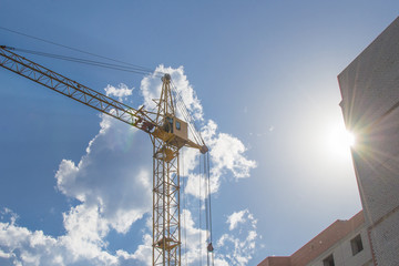 construction crane on blue sky