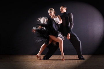 Wall Mural - dancers in ballroom isolated on black background