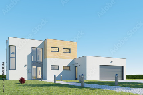 Modernes Haus Mit Garage Vor Blauem Himmel Buy This Stock Illustration And Explore Similar Illustrations At Adobe Stock Adobe Stock