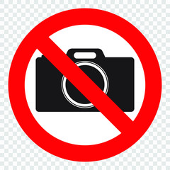 Canvas Print - No cameras allowed sign. Red prohibition no camera sign. No taking pictures, no photographs sign.