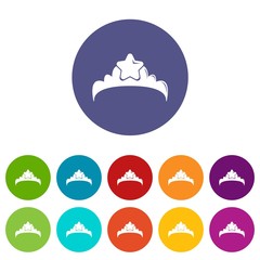 Wall Mural - Small princess crown icons color set vector for any web design on white background