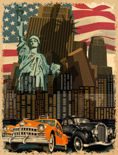 New York Vintage Poster.	