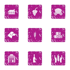Poster - Food suburban icons set. Grunge set of 9 food suburban vector icons for web isolated on white background