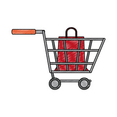 Poster - Shopping bag inside cart vector illustration graphic design