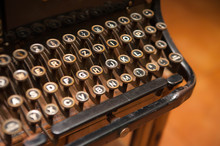 The Old Steel Typewriter Under Lighting,the Old Keyboard,typwriter