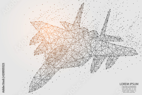 Fotografie, Obraz Fighter consisting of 3D triangles, lines, points and connections