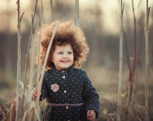 Wall Mural - little curly girl