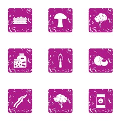 Poster - Processing area icons set. Grunge set of 9 processing area vector icons for web isolated on white background