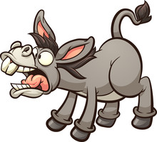Braying Cartoon Donkey. Vector Clip Art Illustration With Simple Gradients. All In A Single Layer. 