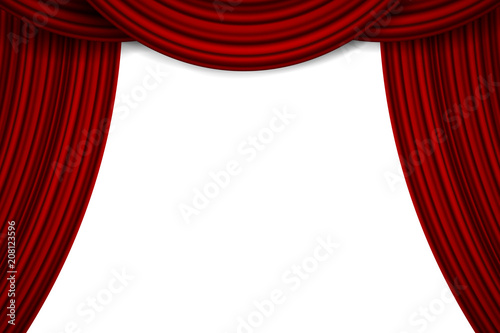 Creative Vector Illustration Of Stage With Luxury Scarlet Red Silk
