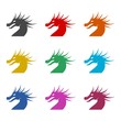 Dragon mascot icon, Silhouette Of Dragon, color icons set