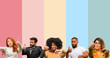 © Krakenimages.com - Cool group of people, woman and man confused with thumbs up and down, trying to take a decision expressing doubt and frustration