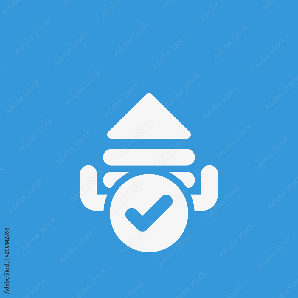 Upload icon, arrows icon with check sign. Upload icon and approved ...
