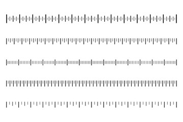 Measurement scale with black marks. Ruler scale for distance and weight, temperature and speed. Calibration scale