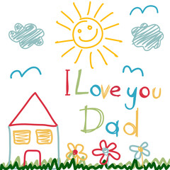 Wall Mural - Hand Drawn card for Father's Day