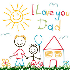 Wall Mural - Hand Drawn card for Father's Day