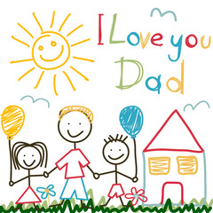 Wall Mural - Hand Drawn card for Father's Day