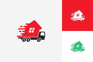 house moving truck logo template design vector, emblem, design concept, creative symbol, icon