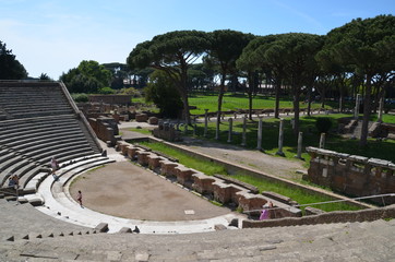 Canvas Print - ancient theatre mask rome italy ostia