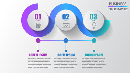 Wall Mural - three steps business infographics modern creative step by step can illustrate a strategy, workflow o