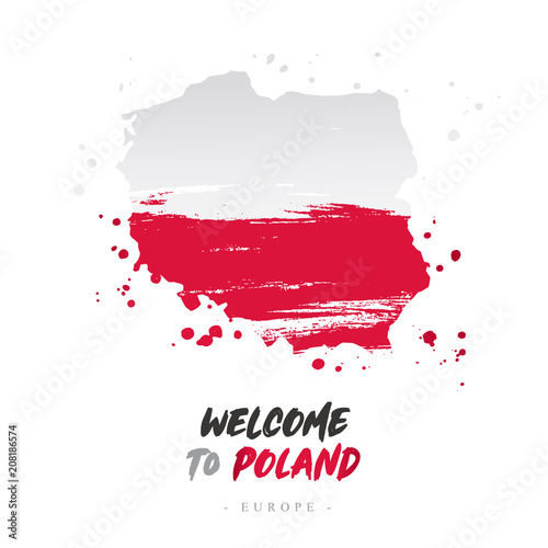 Obraz Dibond Witamy w Polsce. Flaga i mapa kraju