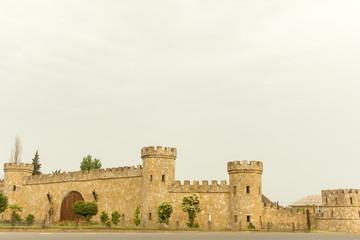 Main facade of the castle walls of the town of Lankaran. entrance of Lankaran city- Azerbaijan