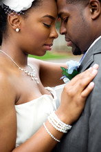African American Bride And Groom.