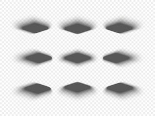 Wall Mural - Simple set of diamond-shaped figures with soft shadows in different directions composed on checkered background 