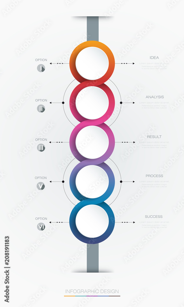 Vector infographics timeline design template with 3D paper label ...