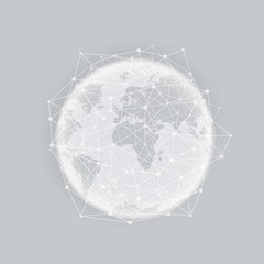 Wall Mural - planet earth with white and technology network. vector illustration