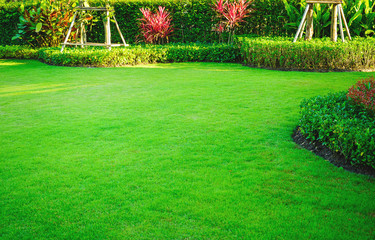 landscape design, peaceful garden, green garden and lawn