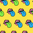 Comic cute youth lips seamless pattern. Teen colorful vector