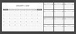 Calendar 2019 week start on Sunday corporate design planner template. Black and white.