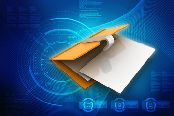 Poster - 3d rendering folder with documents
