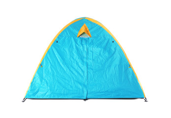 colorful tourist tent on white background